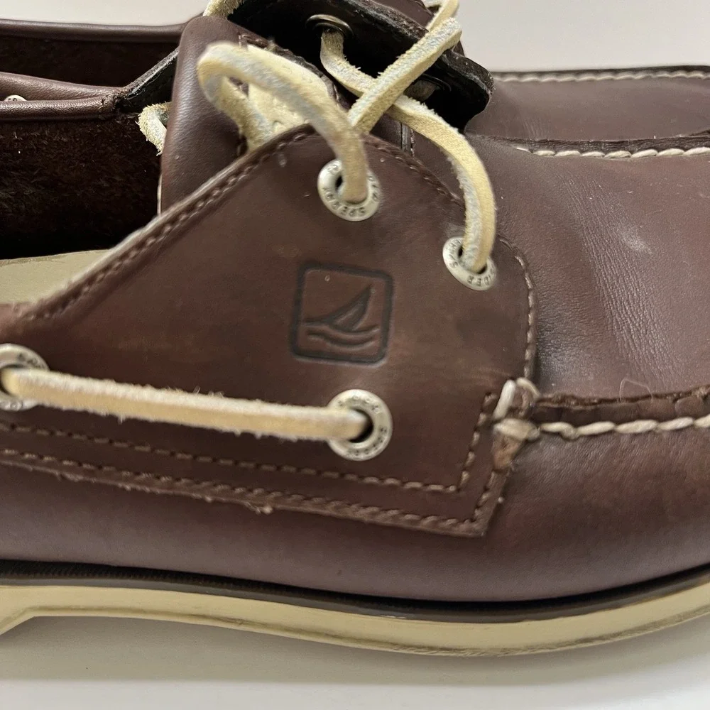 Sperry Authentic Original Two-Eye Leather Boat Shoes Dark Brown Men's 10 Classic
